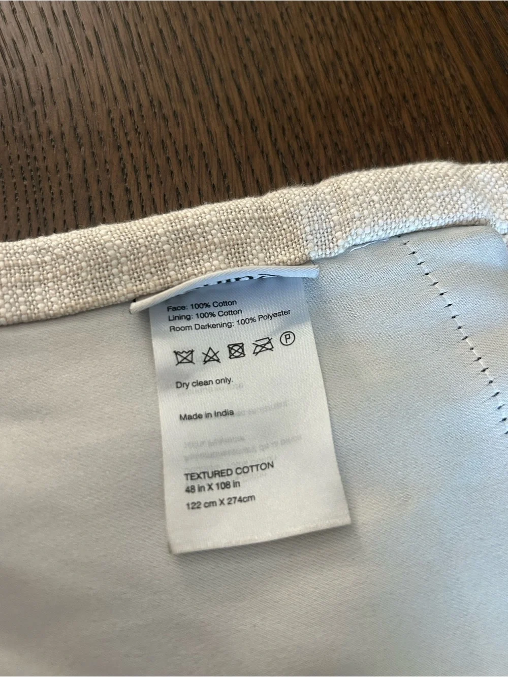 Quince Oatmeal Textured Cotton Room-Darkening Curtain. Brand new!